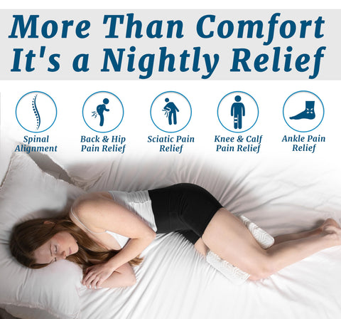 ComfiLife orthopedic knee pillow promotes proper leg, hip and spine posture.
