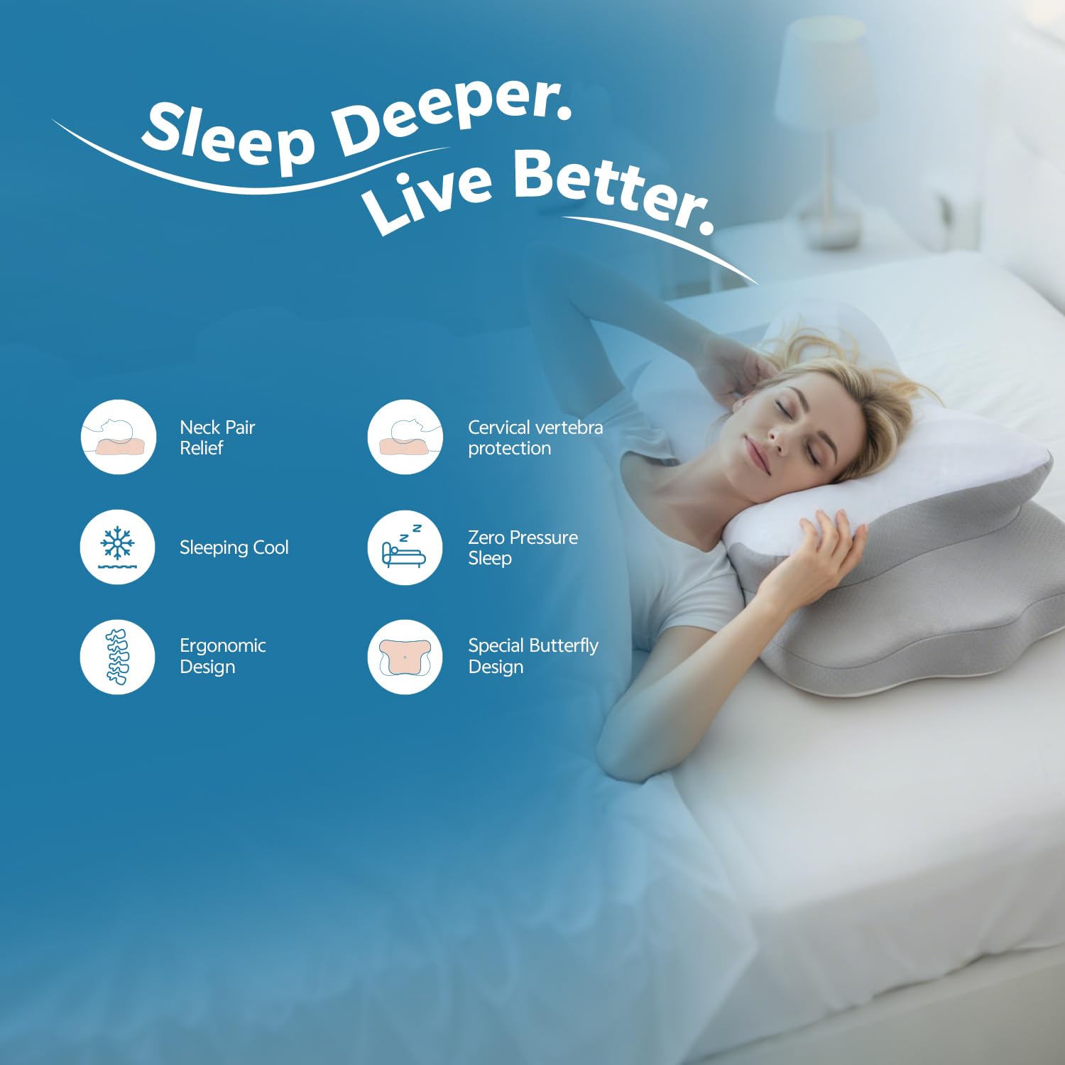 COMFORLAY breathable top cover keeps skin cool and comfortable overnight.