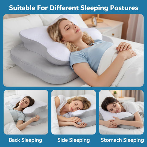 COMFORLAY neck and spine support designed for back, side, and stomach sleepers.