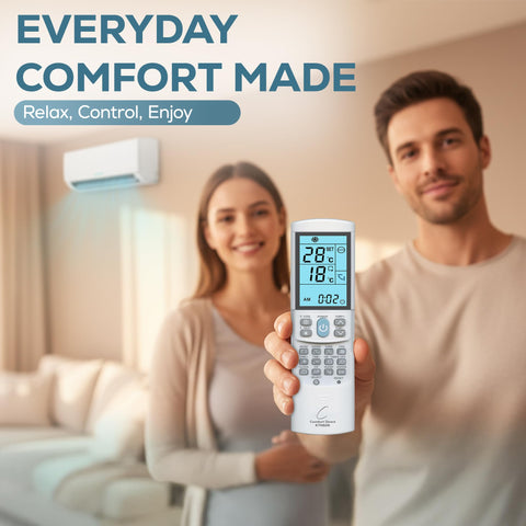 Comfort Direct KTN828 remote in use demonstrating universal compatibility