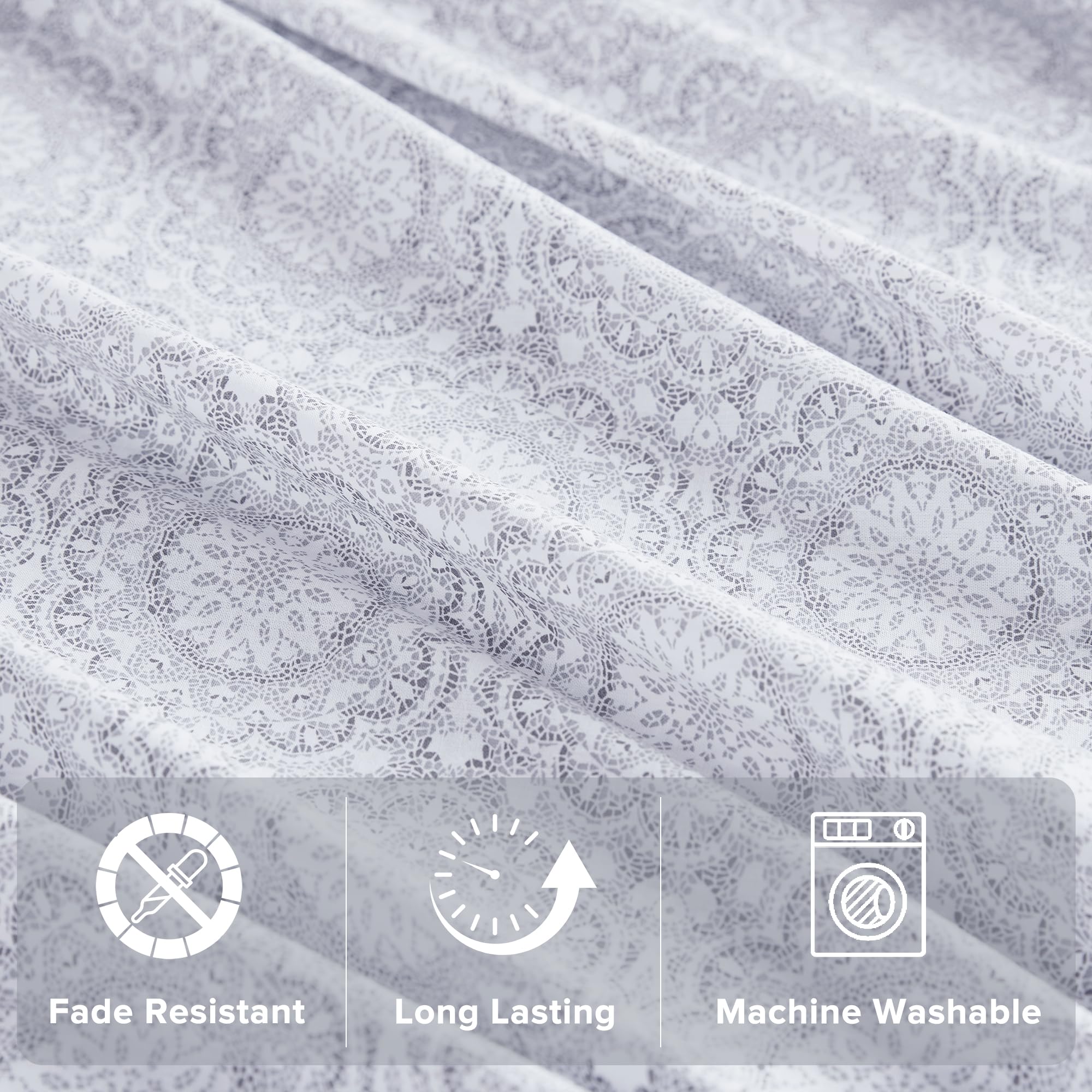 Bedroom setup with Comfort Spaces Adelia Gray bedding ready for a quick refresh