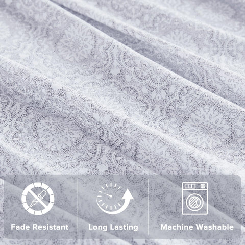 Bedroom setup with Comfort Spaces Adelia Gray bedding ready for a quick refresh