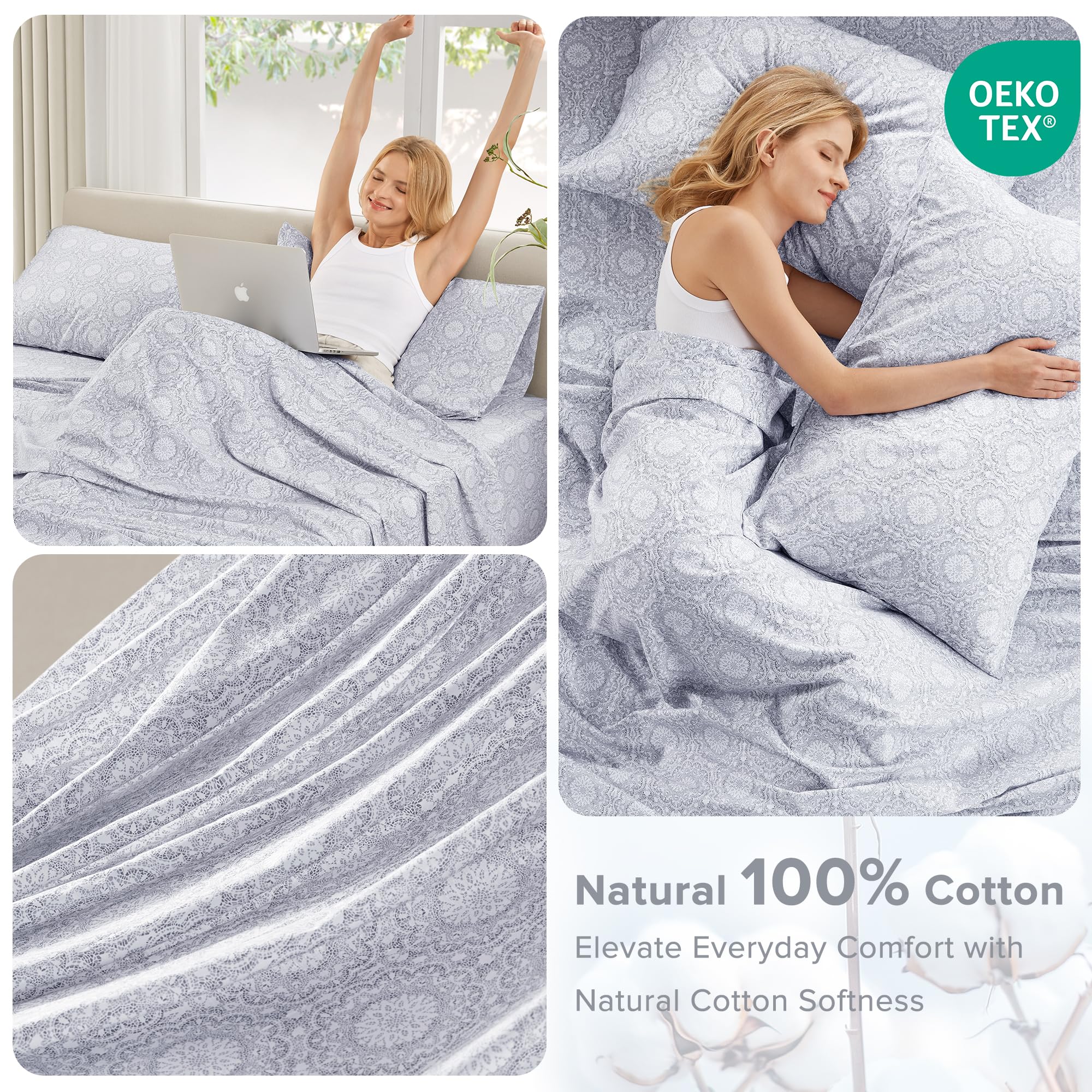 Close-up of Comfort Spaces Adelia Gray cotton texture highlighting natural softness