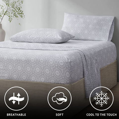 Comfort Spaces Adelia Gray fitted sheet with deep elastic pocket fitting up to 16 inches