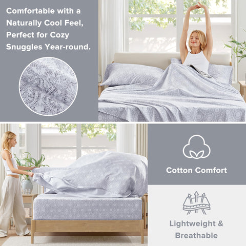 Comfort Spaces Adelia Gray floral print creates a calm, inviting bedroom vibe