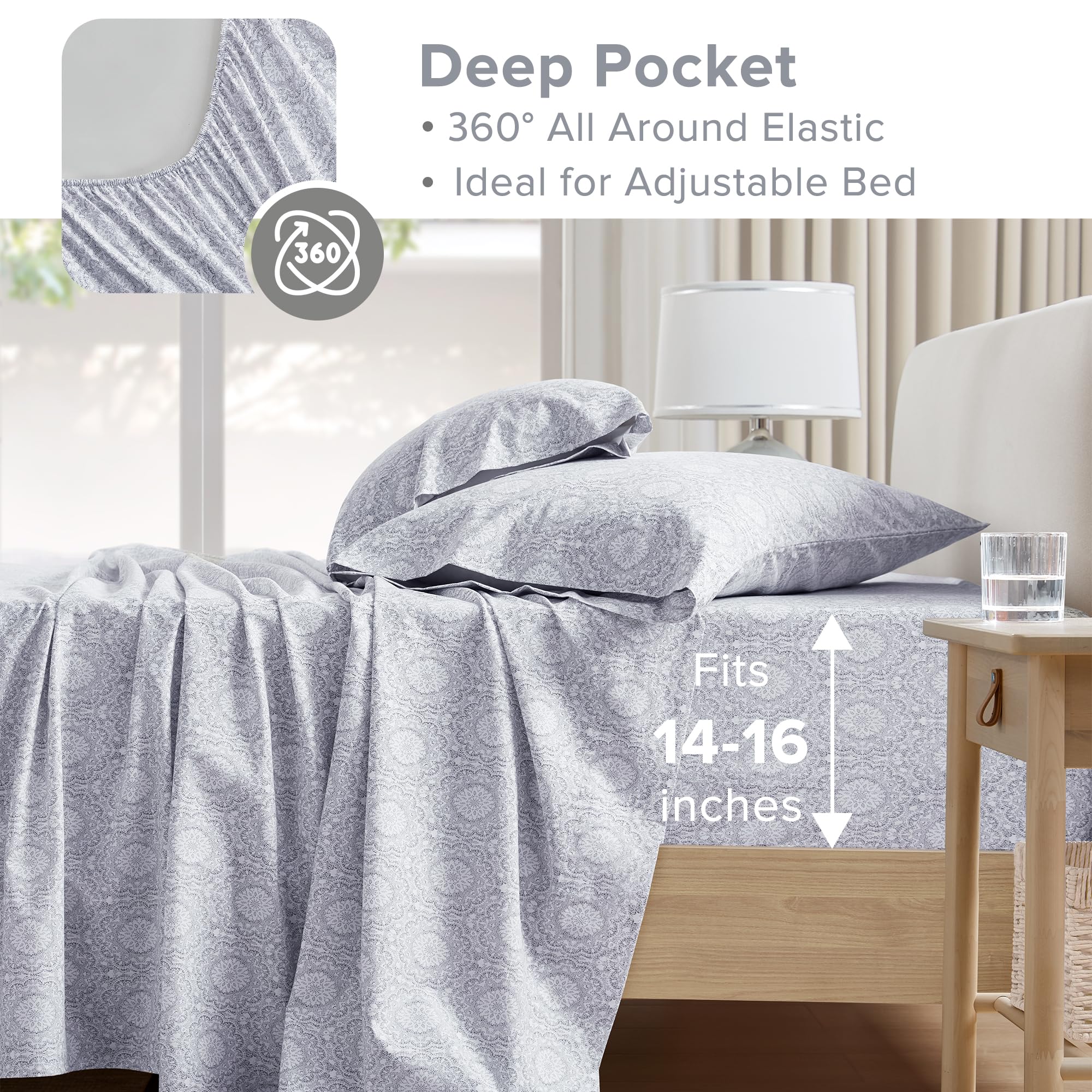 Comfort Spaces Adelia Gray geometric print adds contemporary style to bedding