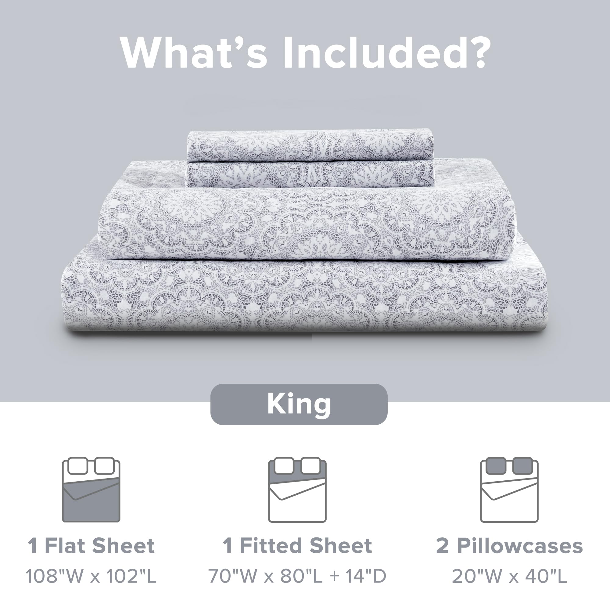 Comfort Spaces Adelia Gray pillowcases provide smooth, breathable coverage for a neat bed