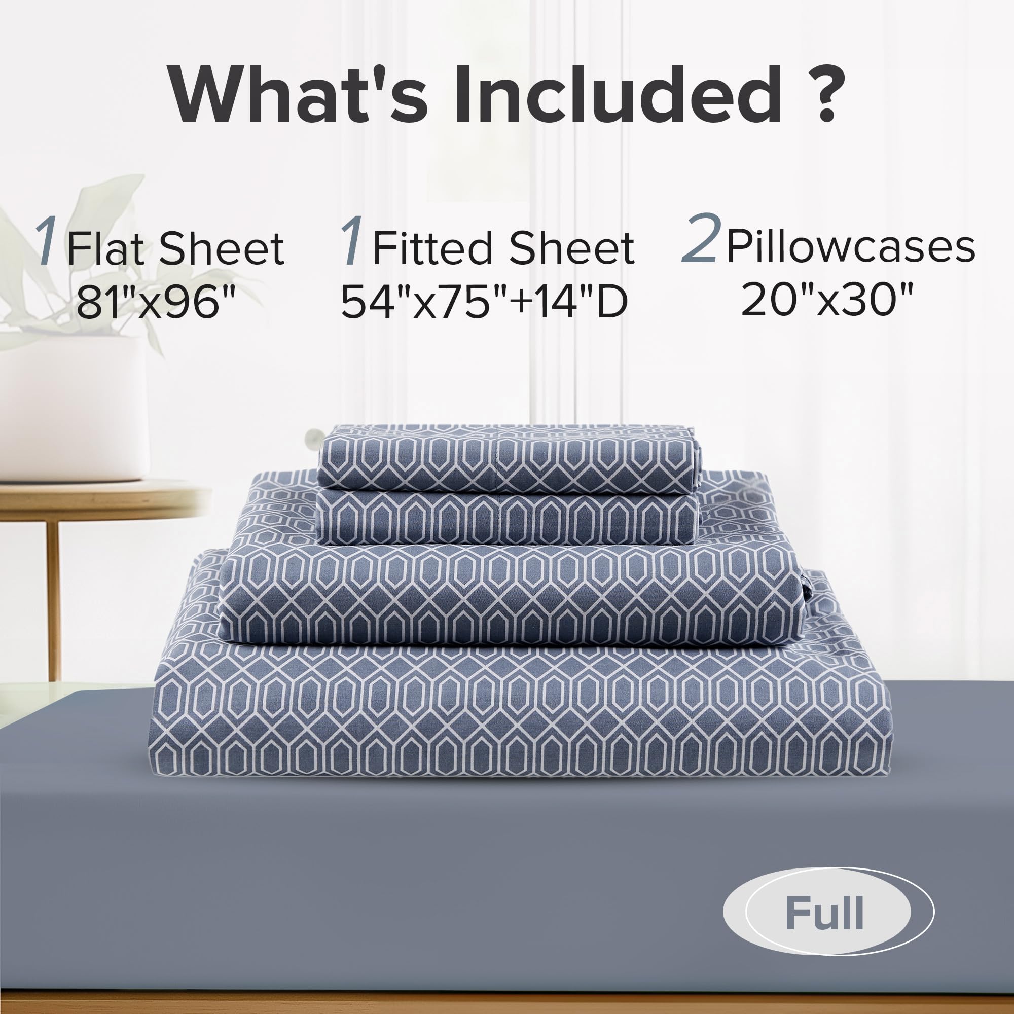 Comfort Spaces Diamond Blue sheet set ready for machine washing.