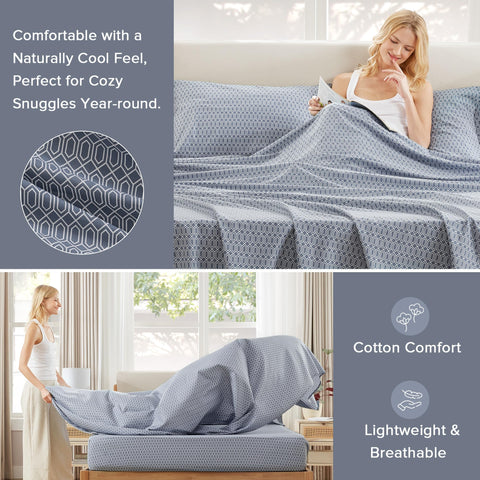 Comfort Spaces Diamond Blue pillowcase complementing the set with soft cotton texture
