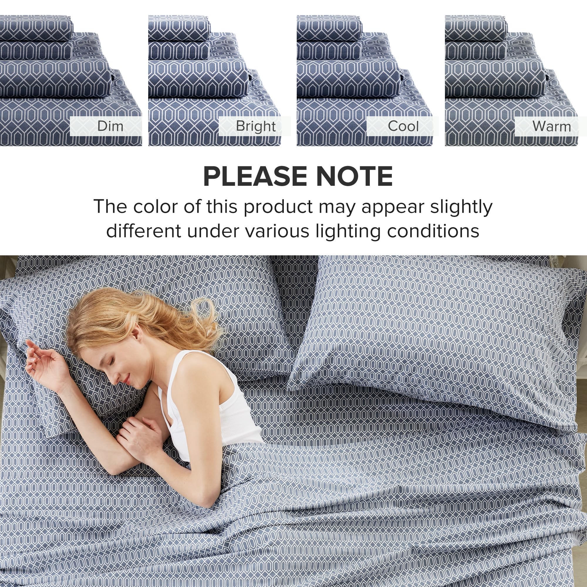 Comfort Spaces Diamond-Blue sheet set ready to refresh your bedroom.