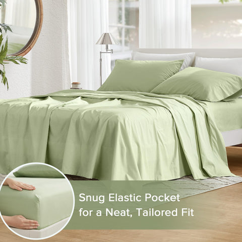 Comfort Spaces fitted sheet with elastic pocket stays securely in place.