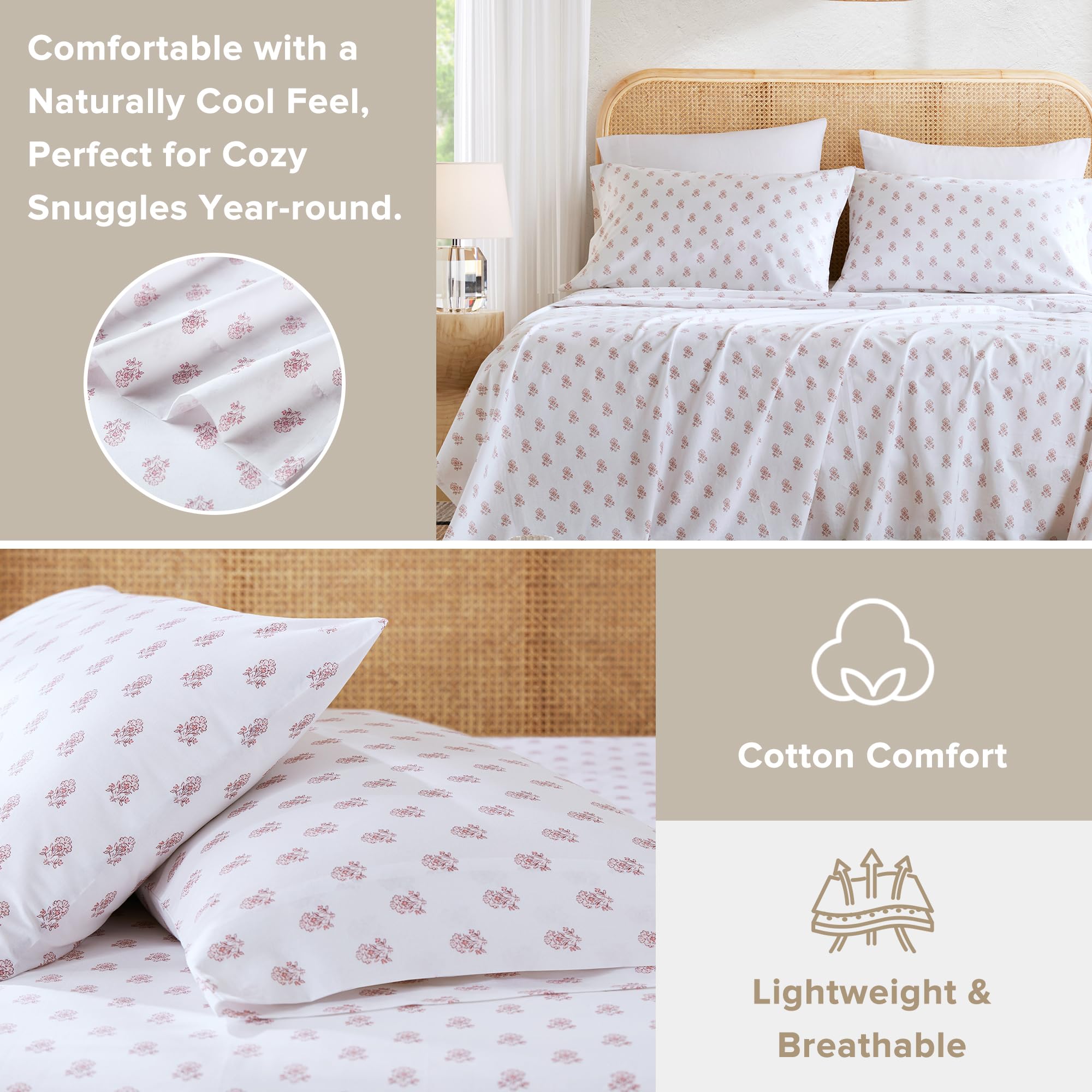 Comfort Spaces packaging showcases 4-piece set and care instructions