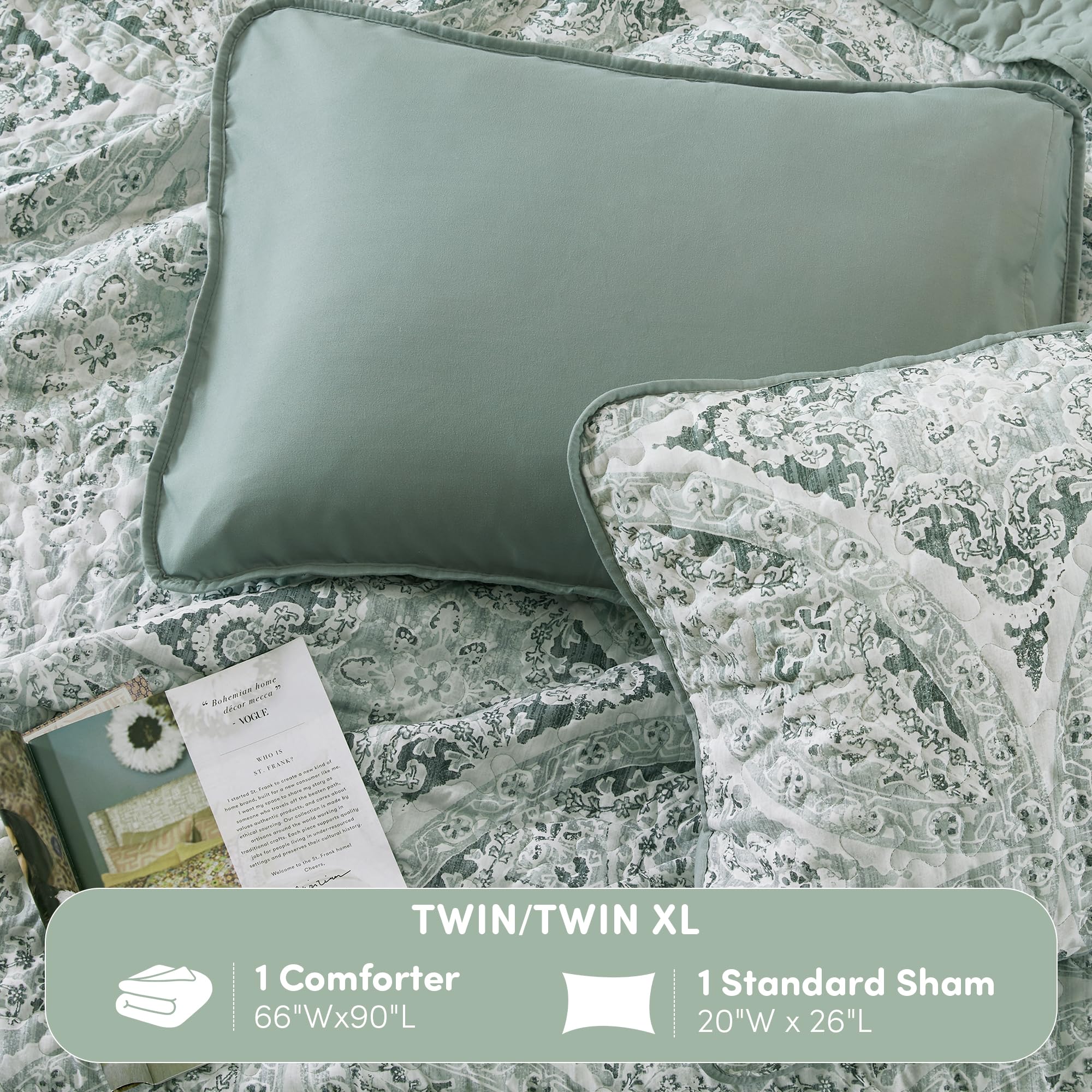 Comfort Spaces Gloria quilt multilayer all-season construction offers lightweight warmth.