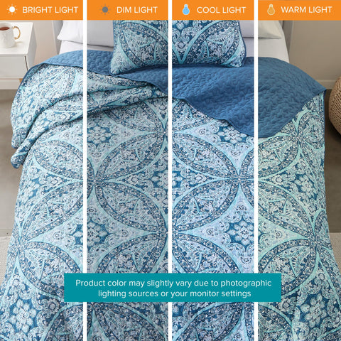 Gloria reversible blue reverse offers two distinct aesthetics for your bed