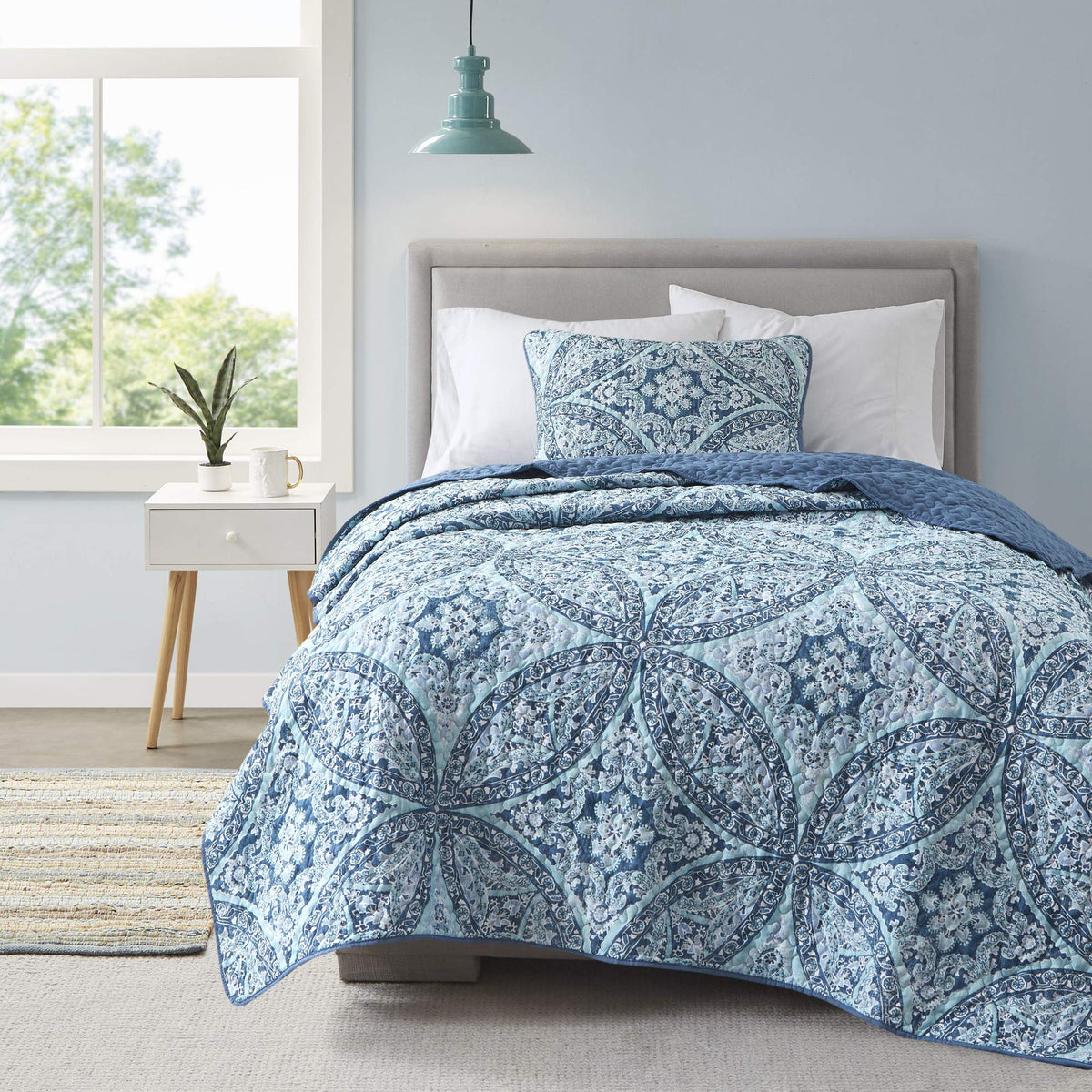 Comfort Spaces Gloria vermicelli stitching coverlet highlights soft quilting and structure