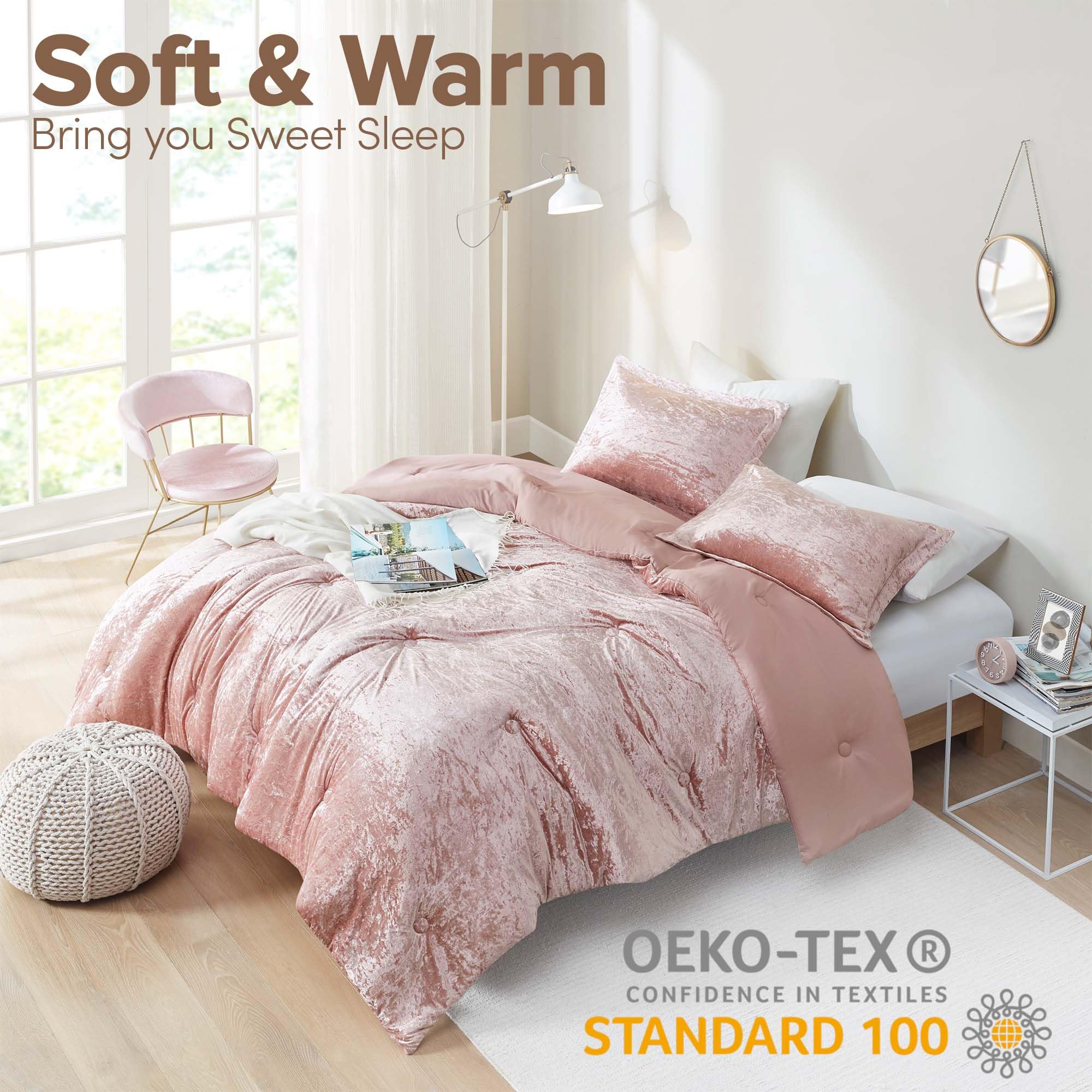 Comfort Spaces Juliette Luxe brushed microfiber reverse offers soft, easy care warmth