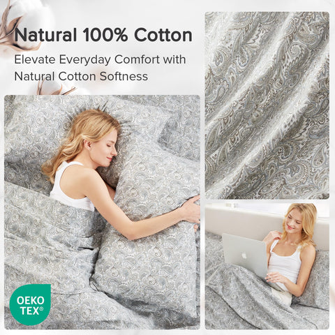 Comfort Spaces Paisley bed scene with elegant paisley print on queen bed