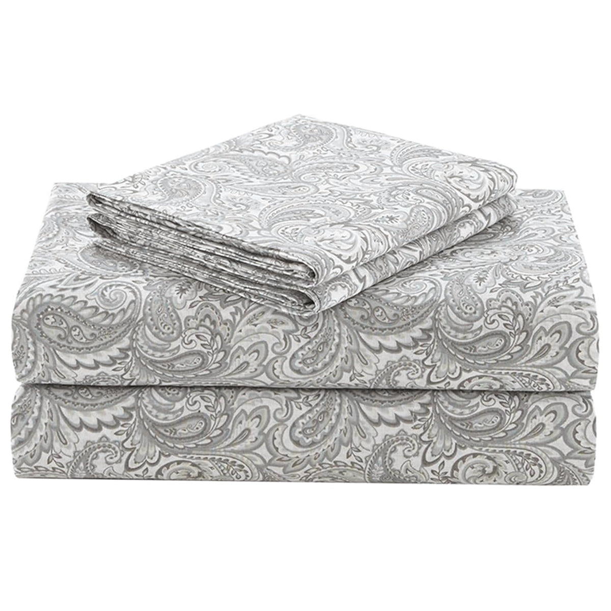 Comfort Spaces Paisley cotton sheet flat close-up shows soft breathable fabric