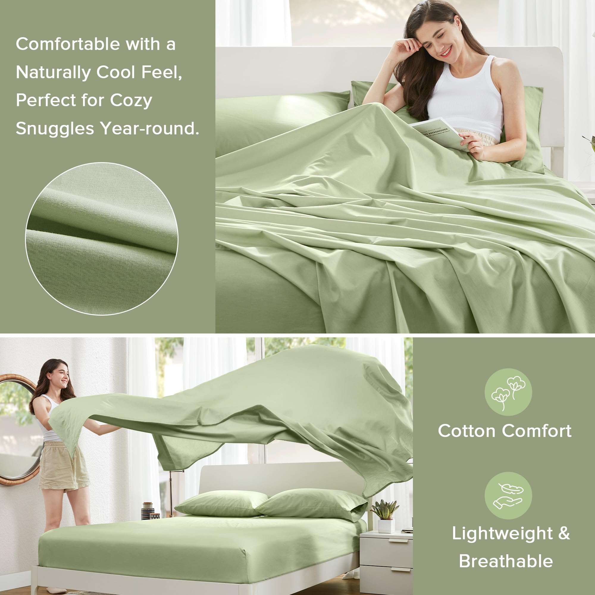 Comfort Spaces sage green sheets add modern style to any bedroom.