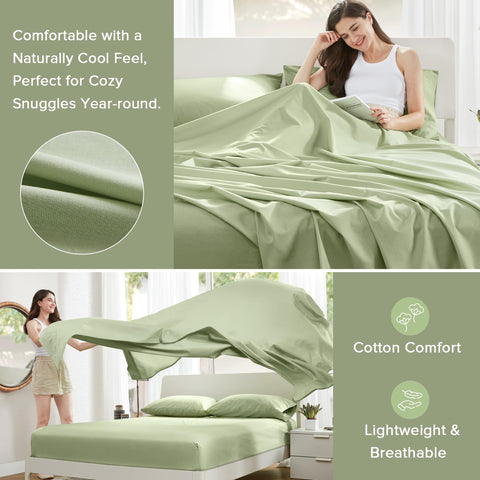 Comfort Spaces sage green sheets add modern style to any bedroom.
