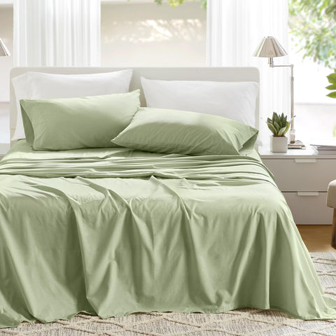 Comfort Spaces twin sheets show soft cotton for year-round comfort.