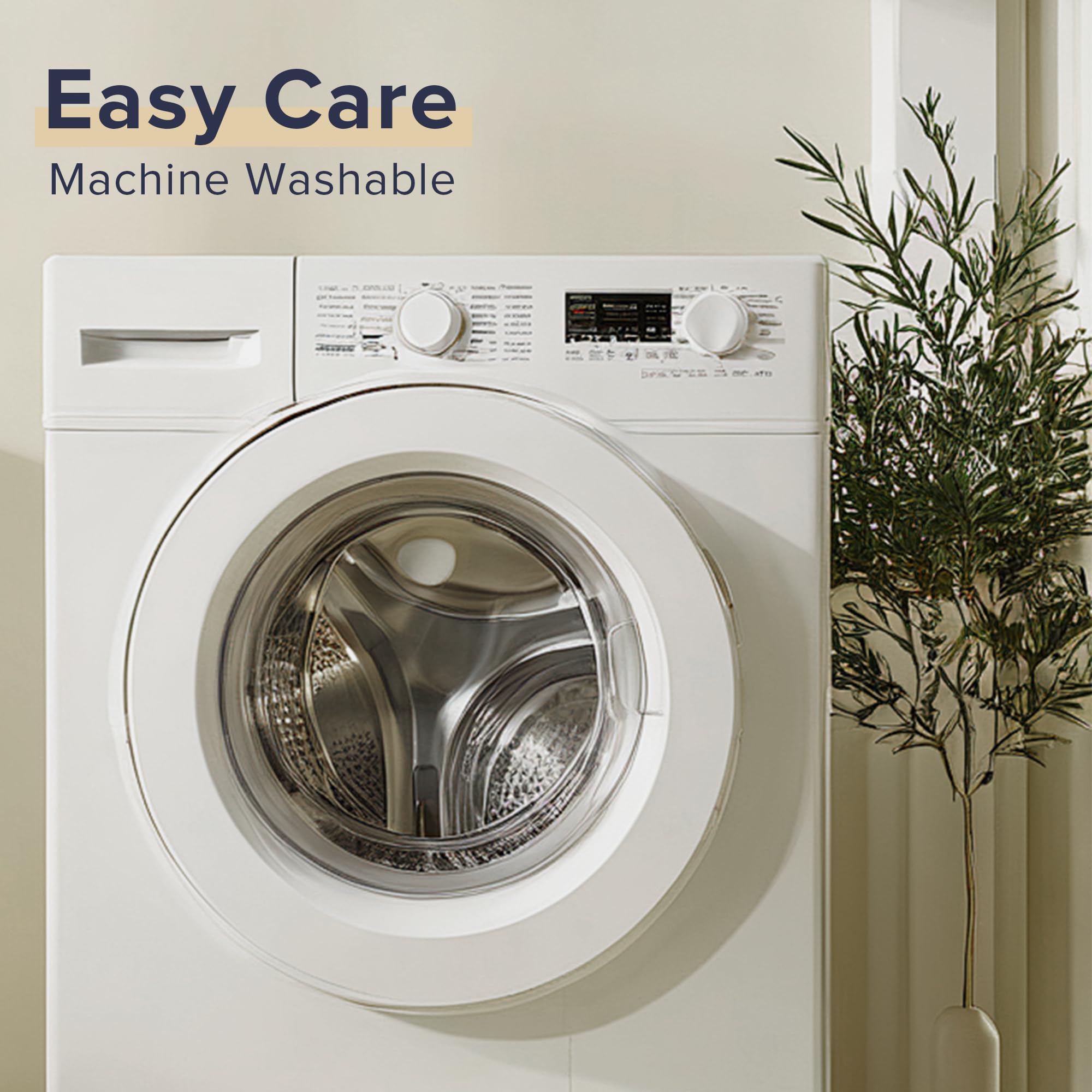 Machine-washable fabric and low-heat tumble dry simplify care.