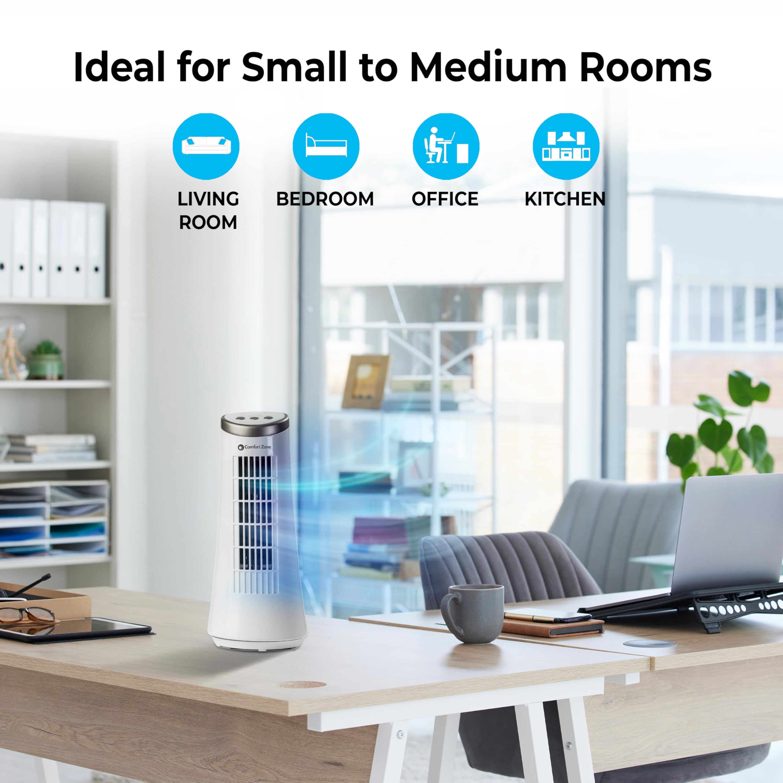 Comfort Zone 12-Inch Fan touch controls enabling easy speed and mode adjustments.