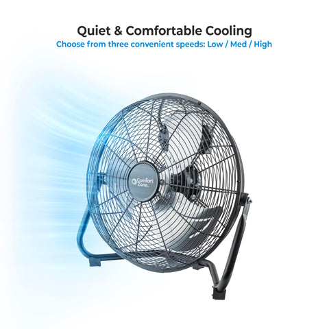 Comfort Zone 12-Inch low-profile fan carry handle enables easy room-to-room movement