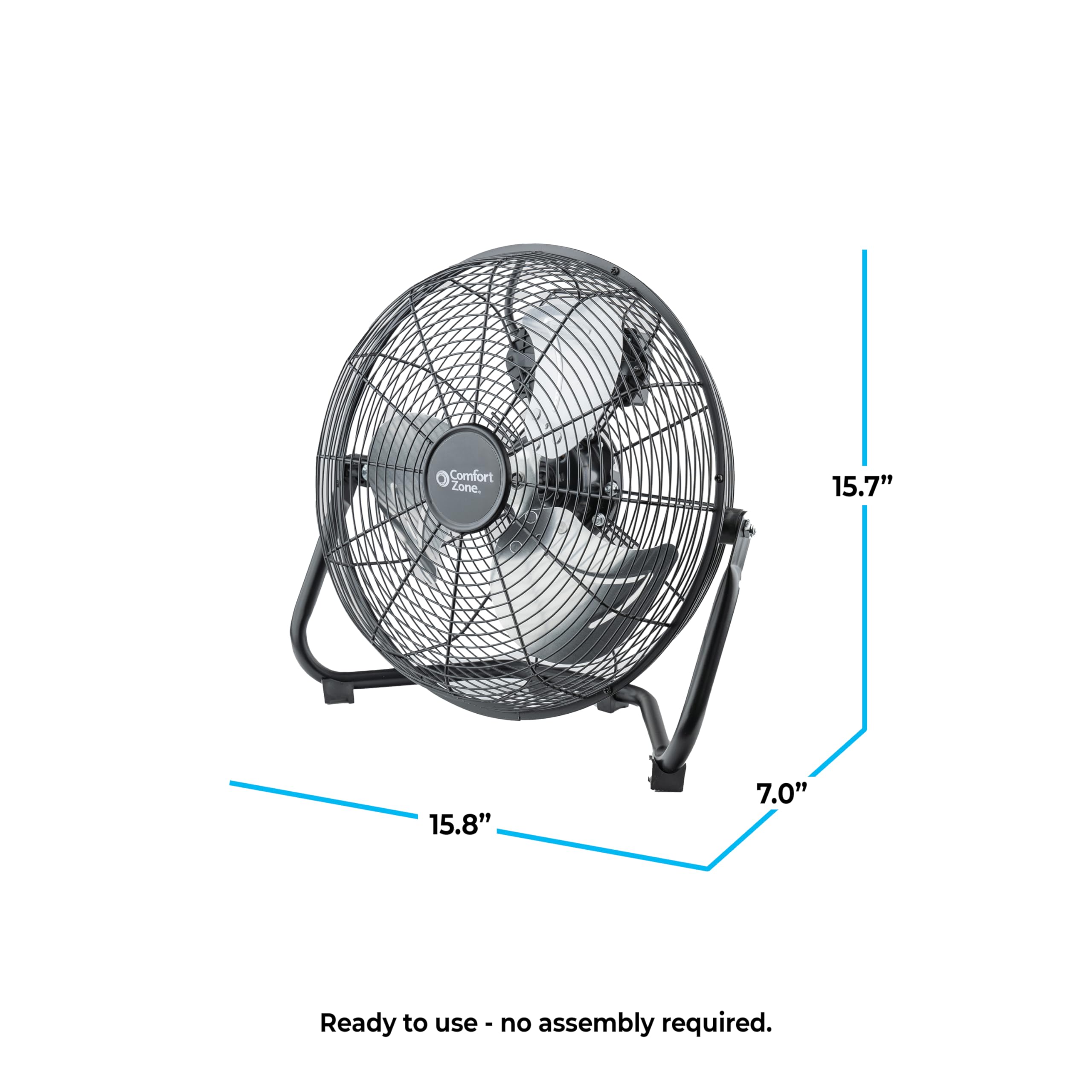 Comfort Zone 12-Inch low-profile fan in office environment delivering desk-level cooling