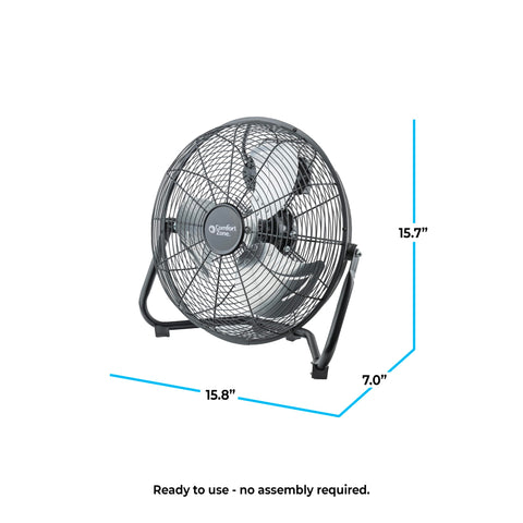 Comfort Zone 12-Inch low-profile fan in office environment delivering desk-level cooling