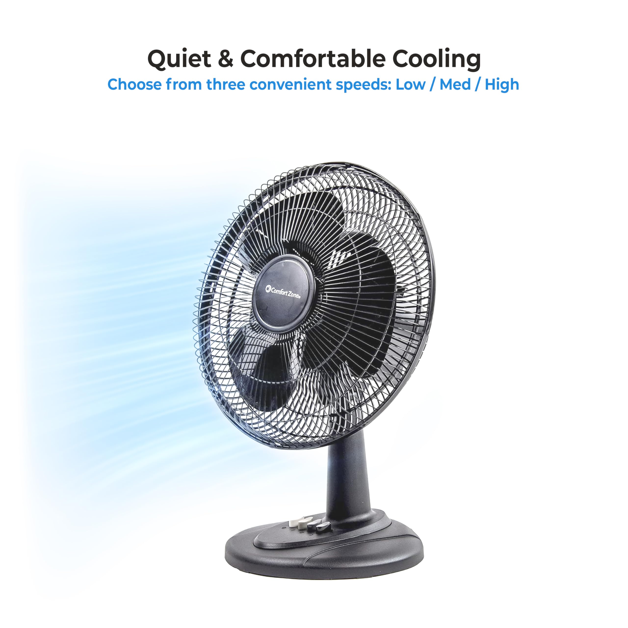 Comfort Zone 16-inch fan portable handle for easy repositioning