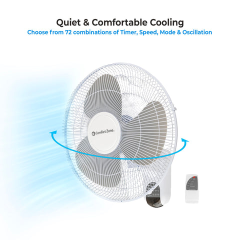 Comfort Zone 16-Inch fan with durable metal safety grille for safe use.