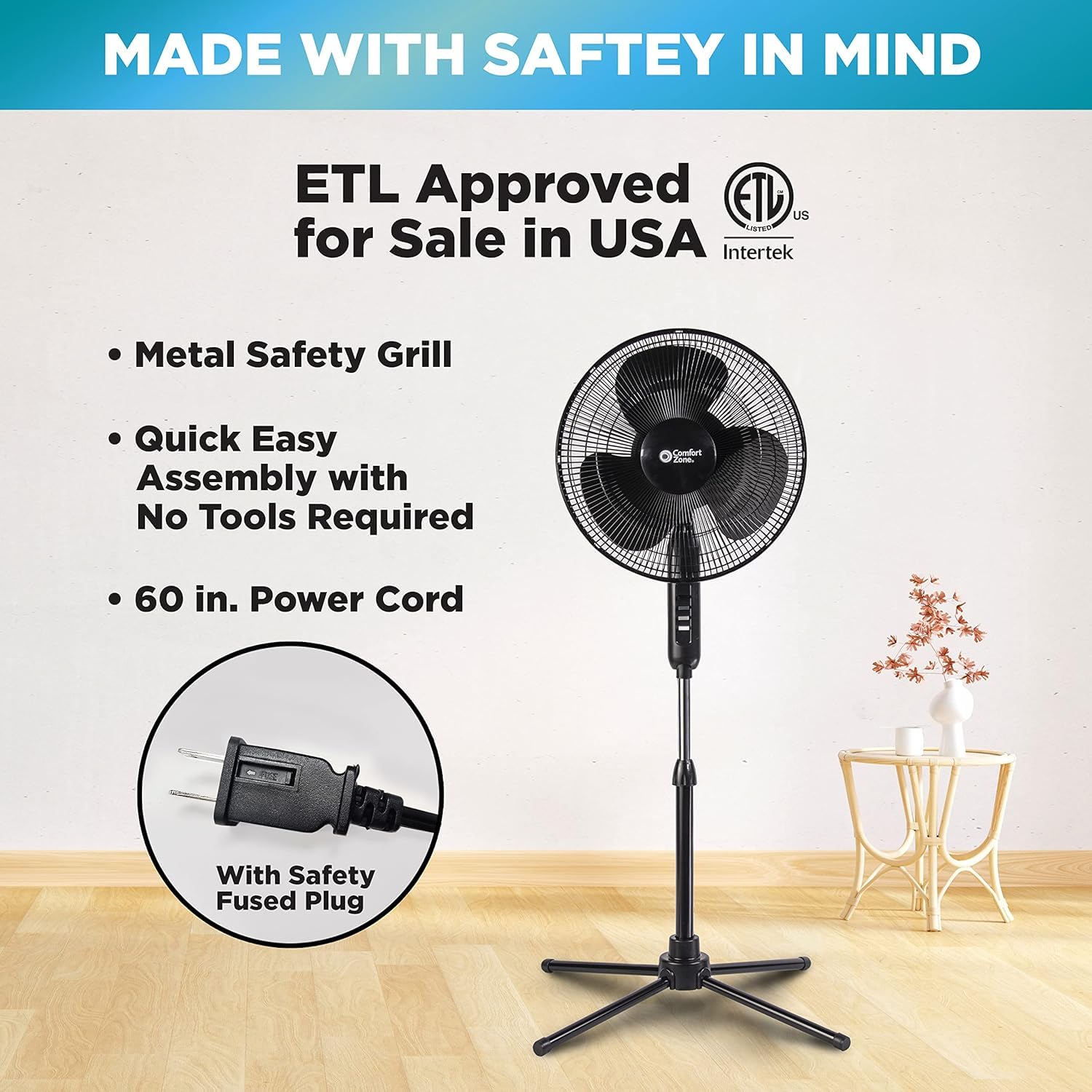 Comfort Zone three-speed settings offering customizable airflow.