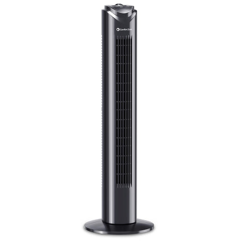 Comfort Zone 32-inch bladeless tower fan front view for small-space cooling.