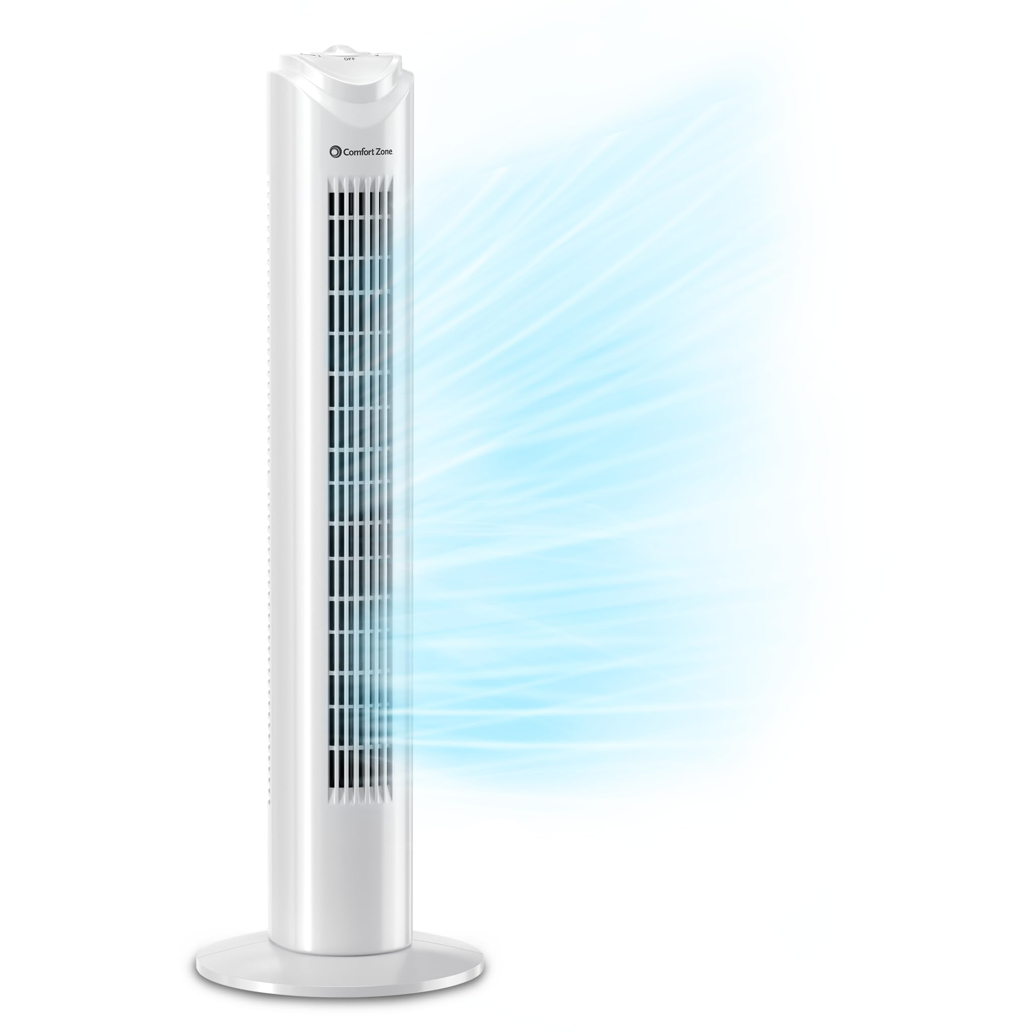 Comfort Zone 32-inch tower fan safety grille protecting fingers and pets