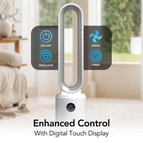 Comfort Zone bladeless tower fan digital LED display is easy to monitor.