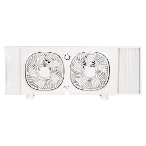 Comfort Zone window fan supports in-out airflow for intake or exhaust.