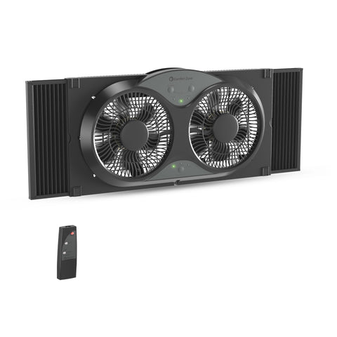 Comfort Zone 9-Inch Twin Window Fan with remote control for flexible airflow in any room