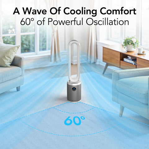 Comfort Zone 40-inch bladeless fan digital-led-display shows settings at a glance.