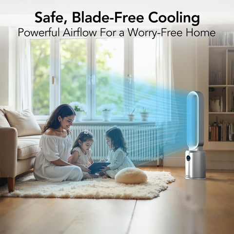 Comfort Zone 40-inch bladeless fan slim-profile unit fits tight spaces.