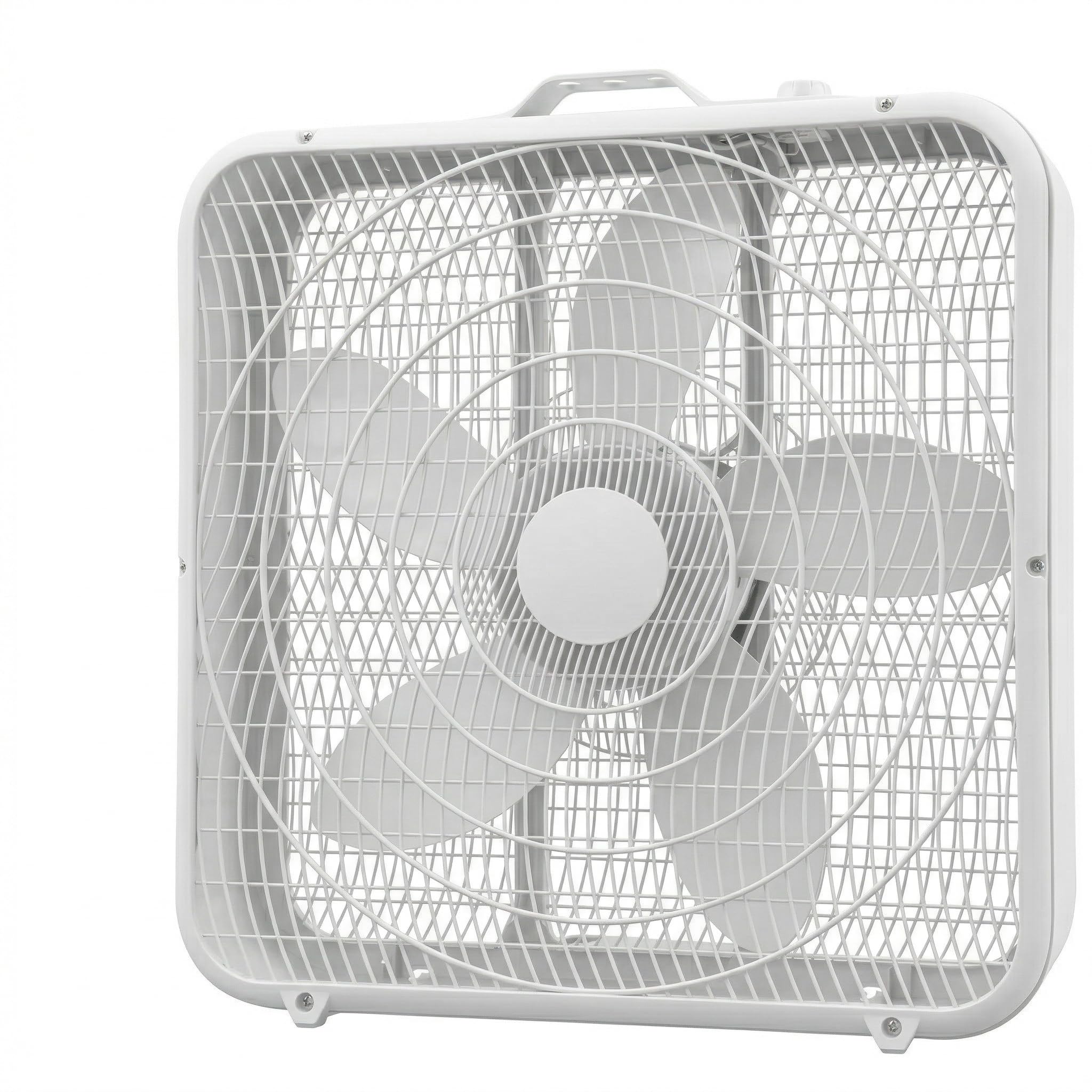 Comfort Zone box fan 20-inch front view boosts room cooling efficiency.