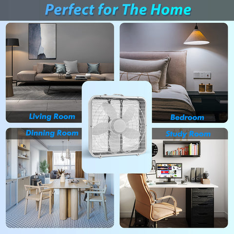 Comfort Zone box fan sturdy steel frame ensures durable operation.