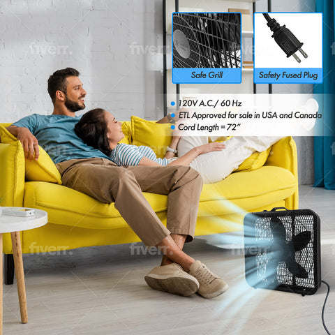 Comfort Zone box fan fits standard windows to vent or pull air.