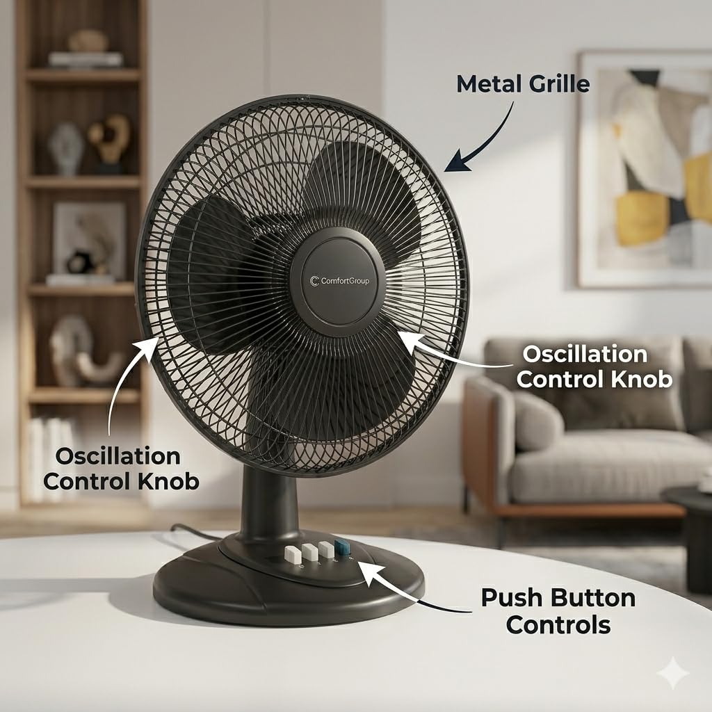 Comfort Zone CZ121BK push-button controls for quick, easy operation.