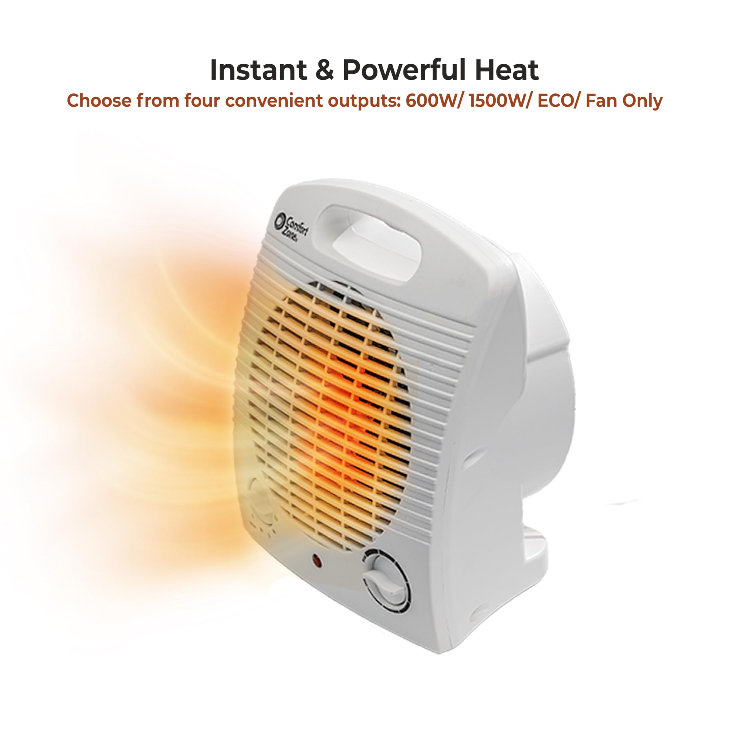 Comfort Zone CZ35E in use at a desk delivering compact warmth for focus.