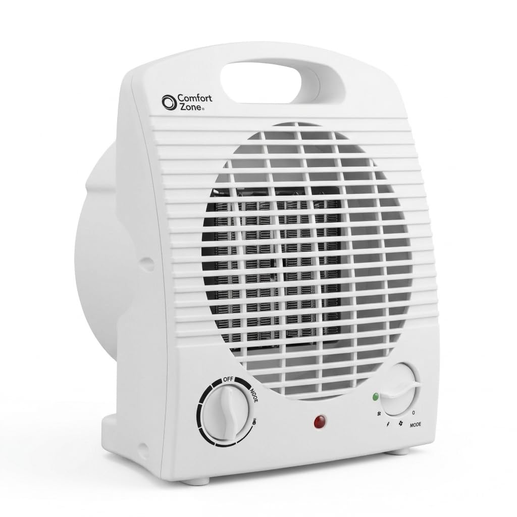 Comfort Zone CZ35E front view showing compact desk heater for focused warmth.