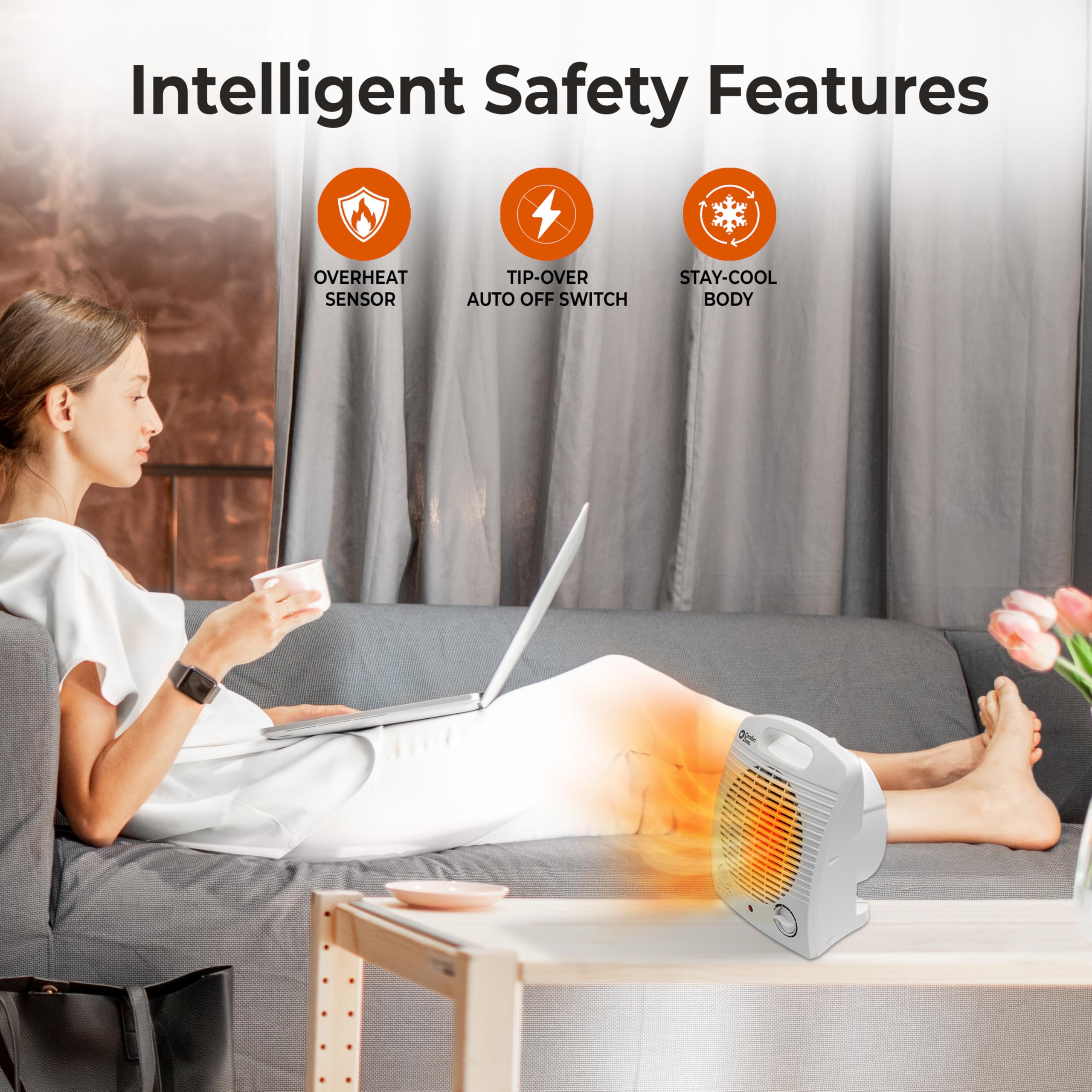 Comfort Zone CZ35E side profile highlighting portable warmth for any room.
