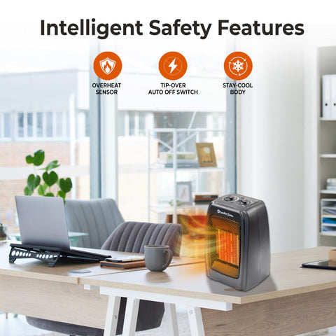 Comfort Zone CZ442E side view, portable heater for desks or nightstands.