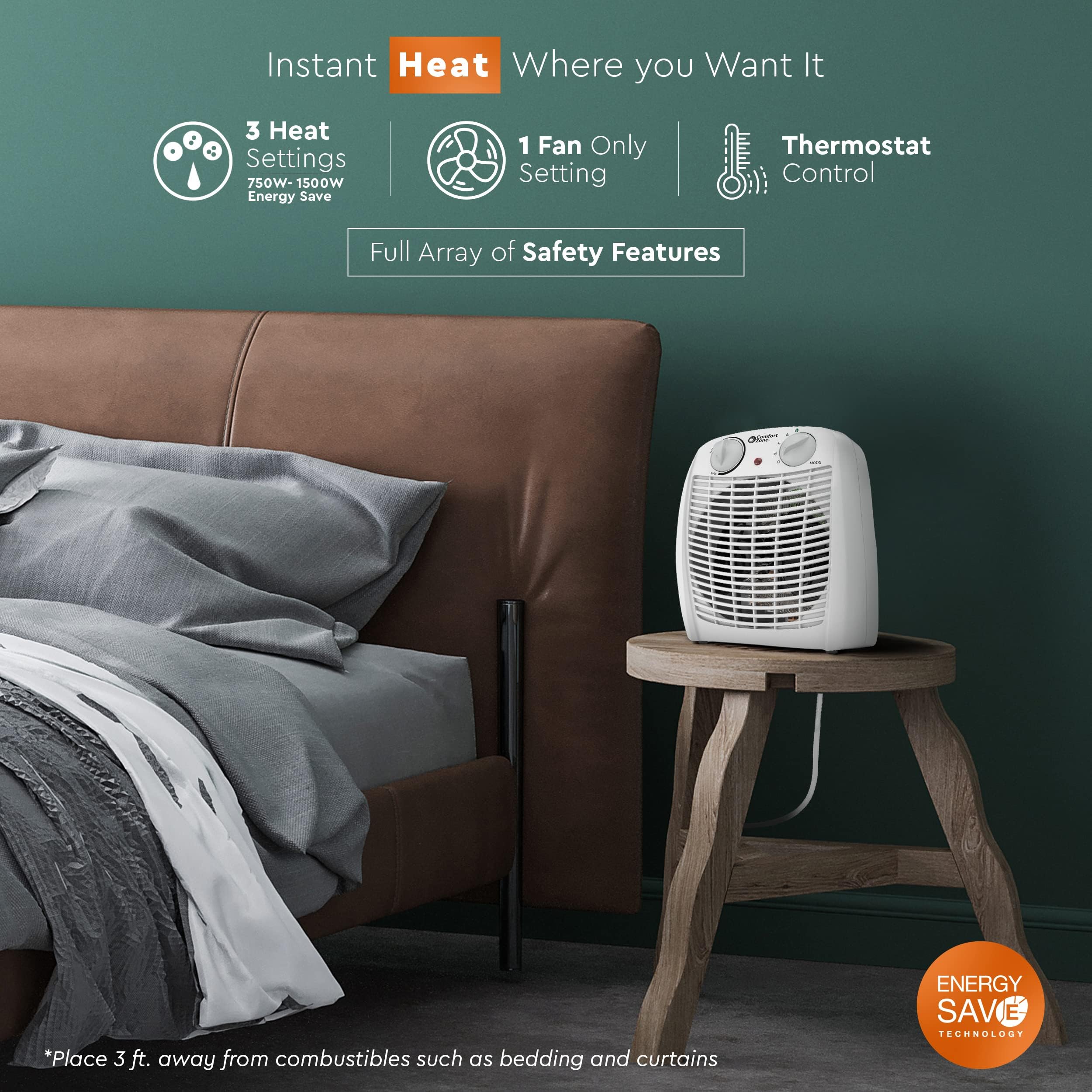 Comfort Zone CZ45E adjustable thermostat enables precise climate control for small spaces.