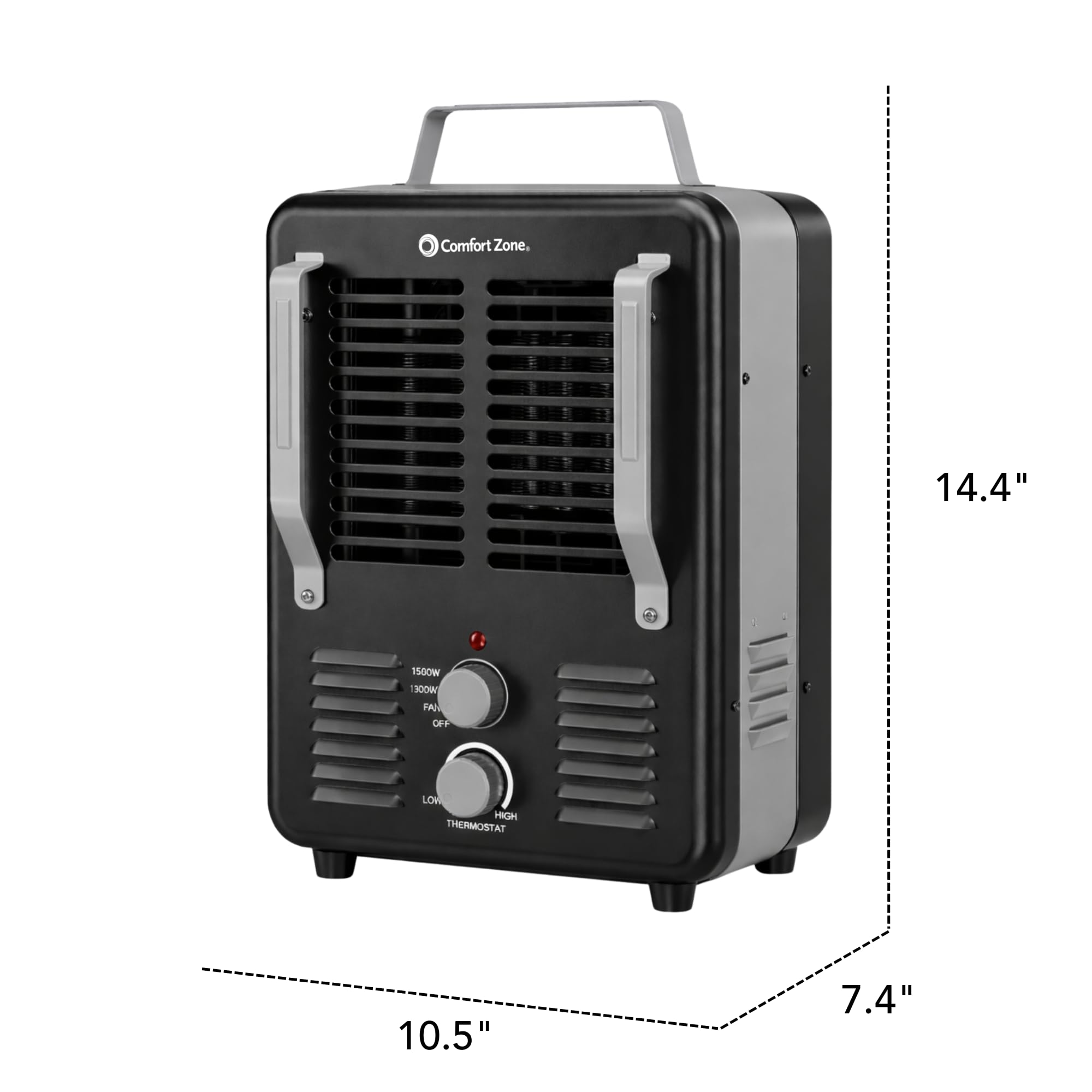 Comfort Zone CZ798BK thermostat control dial enables precise temperature settings.